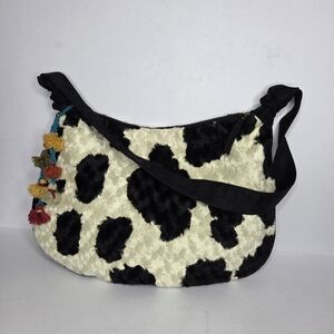 Atenti Curly Cow Black and White Shoulder Bag